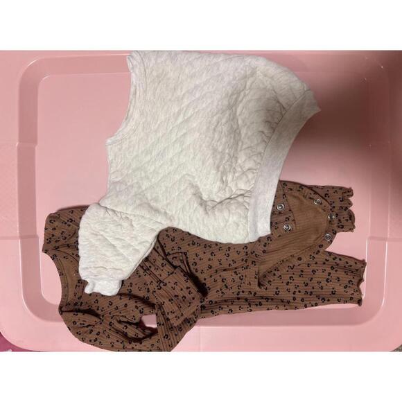 Carter's Other - Carter’s 3pc Cream Cozy Sweater with Cheetah Print Long Sleeve Onesie and Pants